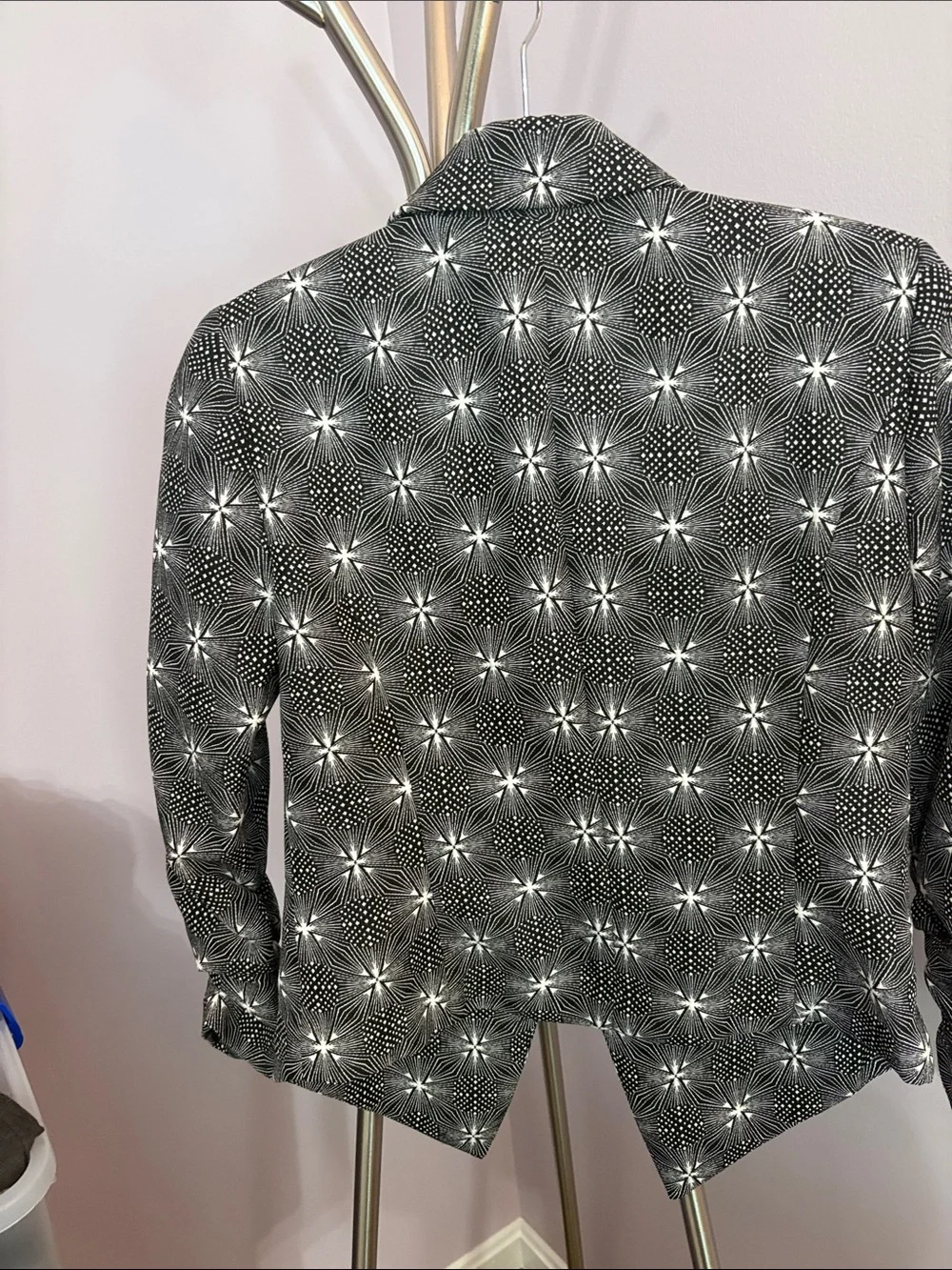 Michael Kors Black and White Starburst Pattern Blazer